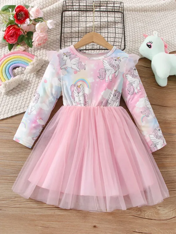 Pink_Printed_Disney_Wonderfull_Dress_For_Girls