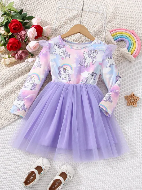 Multicolor_Disney_Cute_Girl_Princess_Style_Dress_For_Girls