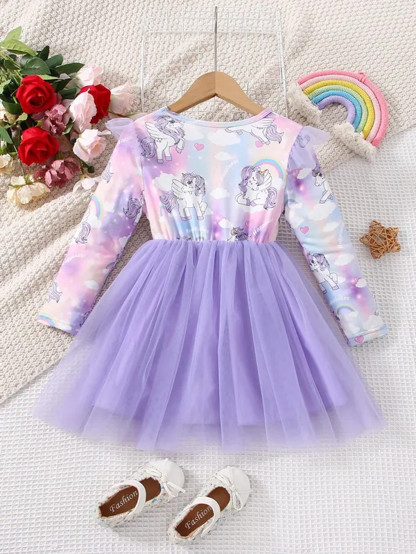 Multicolor_Disney_Cute_Girl_Princess_Style_Dress_For_Girls