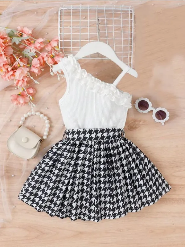 Chic_Black__White__Skirt_Set_For_Kids