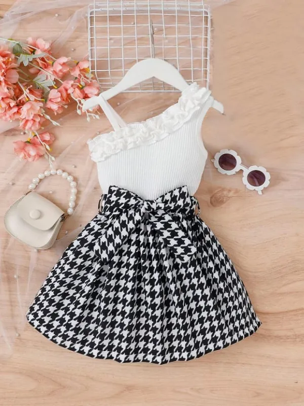 Chic_Black__White__Skirt_Set_For_Kids