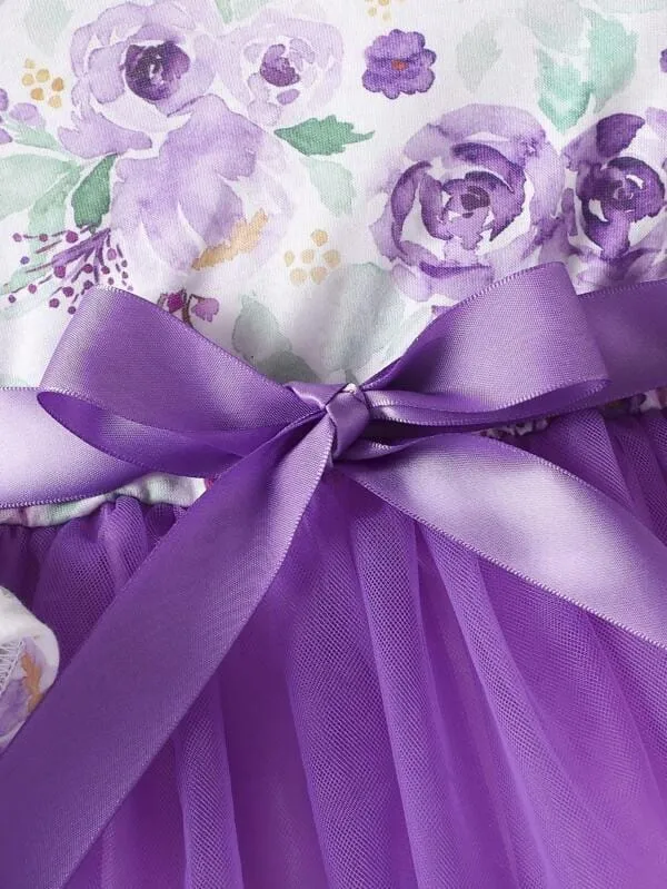 Purple_Elegant_Purple_Floral_Tulle_Dress_With_Matching_Headband_For_Girls