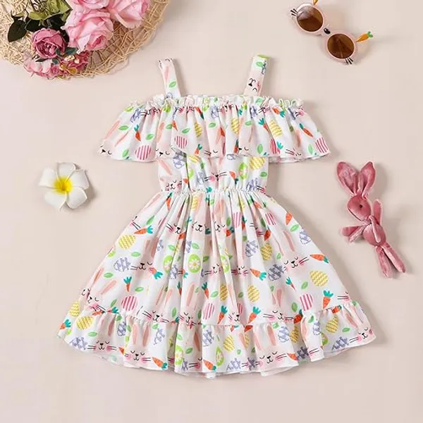 Multicolor_Adorable_Easter_Bunny_Dress__Playful__Comfy_Outfit_For_Girls