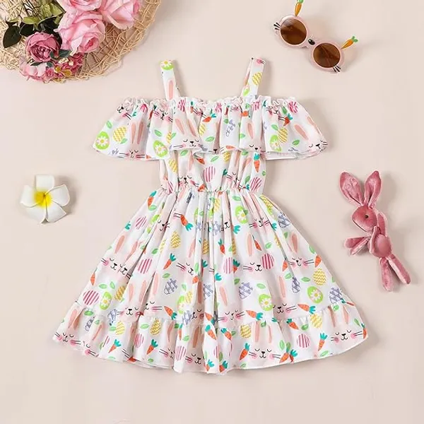 Multicolor_Adorable_Easter_Bunny_Dress__Playful__Comfy_Outfit_For_Girls