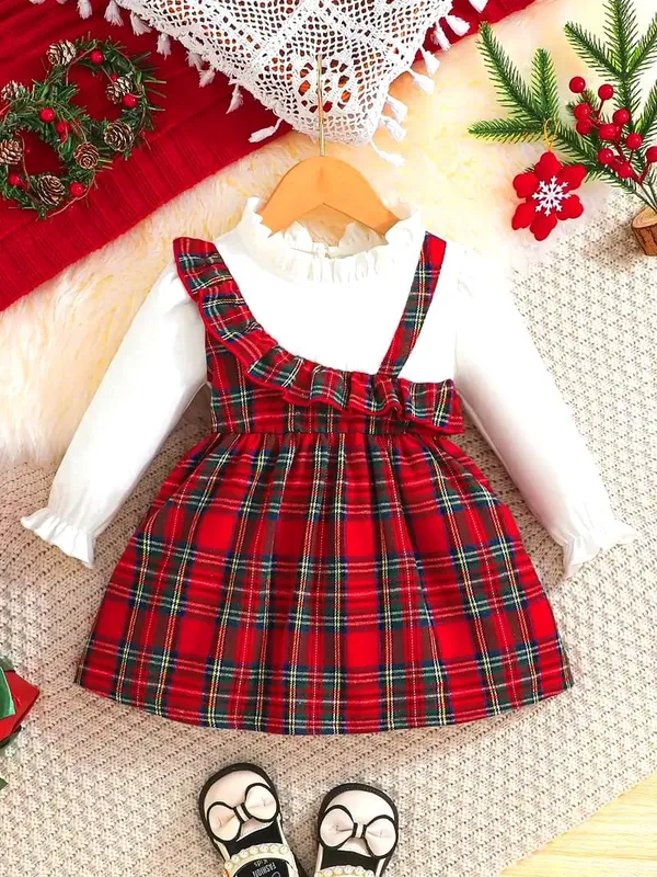 Georgette_White_And_Red_Adorable__Dress_Set__