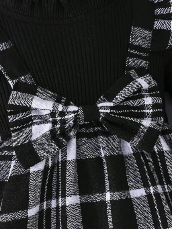 Black__White_Classic_Plaid_Dress__A_Festive_Musthave_For_Little_Girls