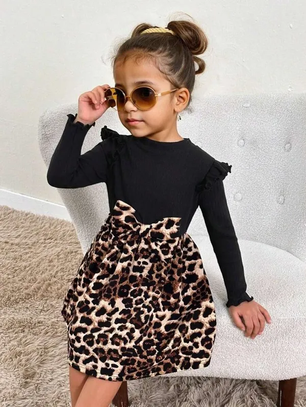 Georgette_Black__Leopard_Print_Chic_Baby_Dress_For_Girls