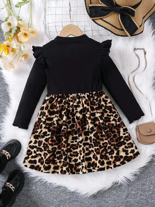 Georgette_Black__Leopard_Print_Chic_Baby_Dress_For_Girls
