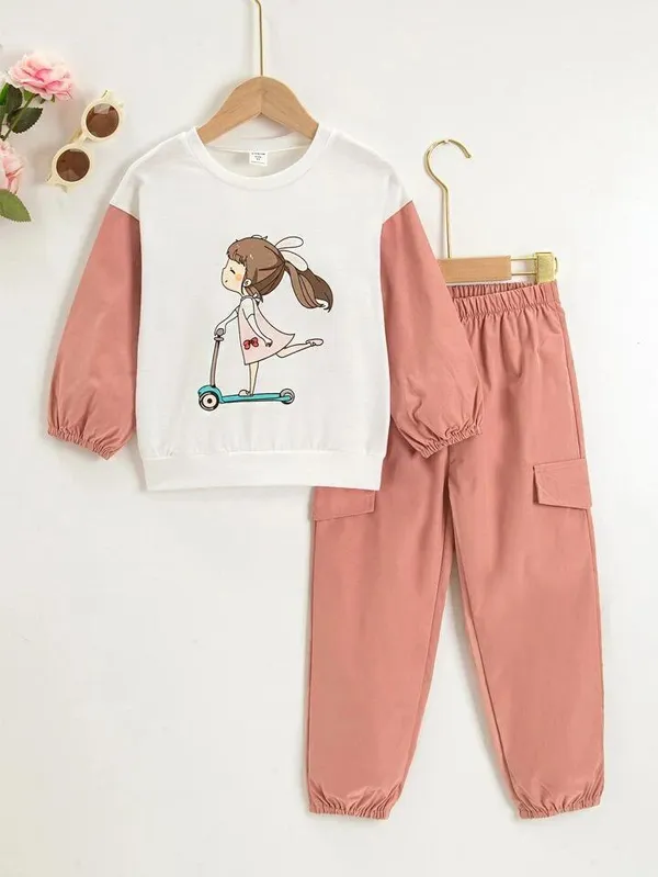 LIGHT_ORANGE_CUTE_GIRL_STYLE_JOGGER_&_T-SHIRT