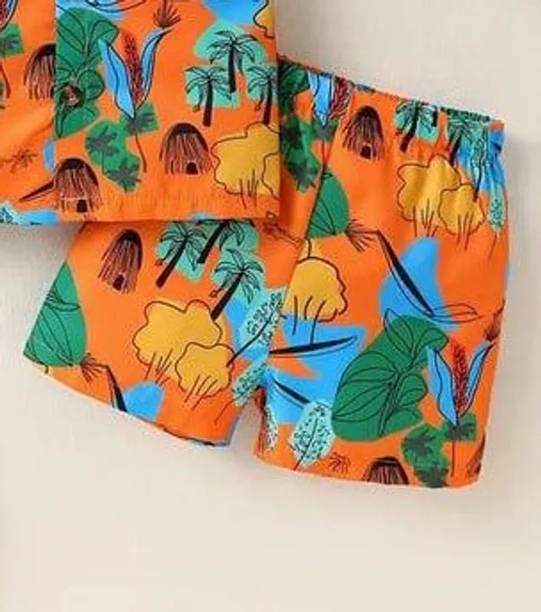 ORANGE_LEAFE_PRINTED_STYLE_SHIRT_&_SHORT