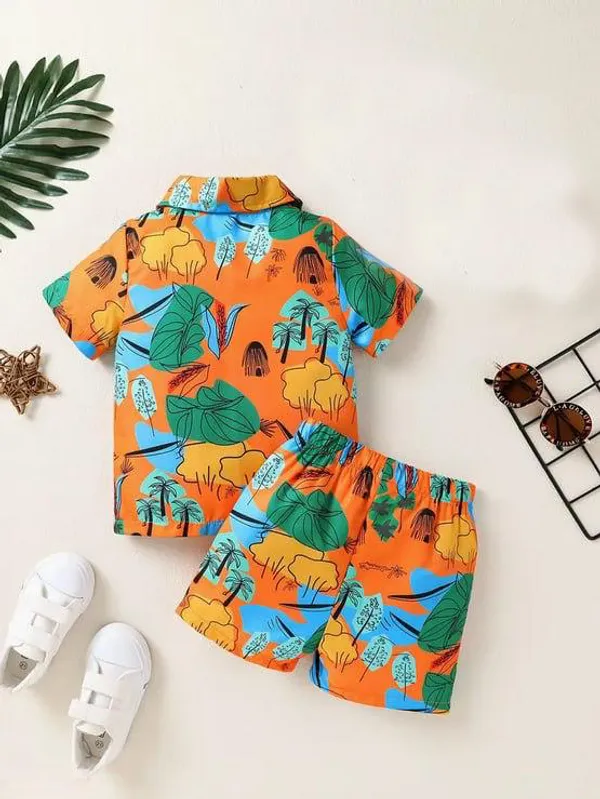 ORANGE_LEAFE_PRINTED_STYLE_SHIRT_&_SHORT