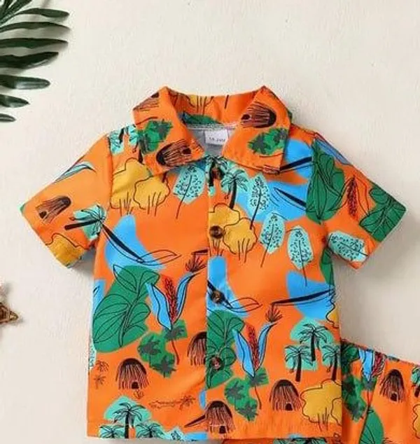 ORANGE_LEAFE_PRINTED_STYLE_SHIRT_&_SHORT