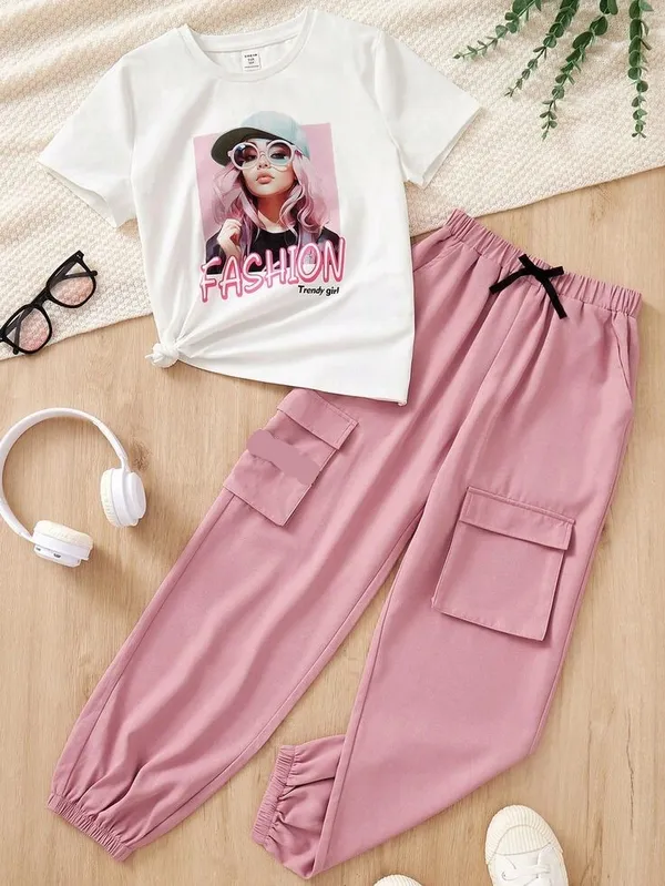 PINK_PRINCESS_ELEGANT_STYLE_JOGGER_AND_T-SHIRT