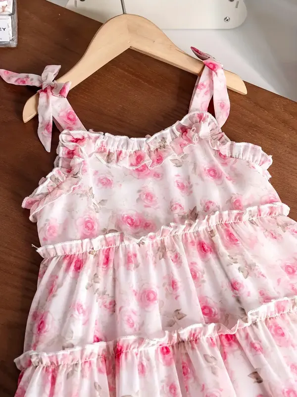 Georgette_Pink_Floral_Princess_Style_Girl_Dress
