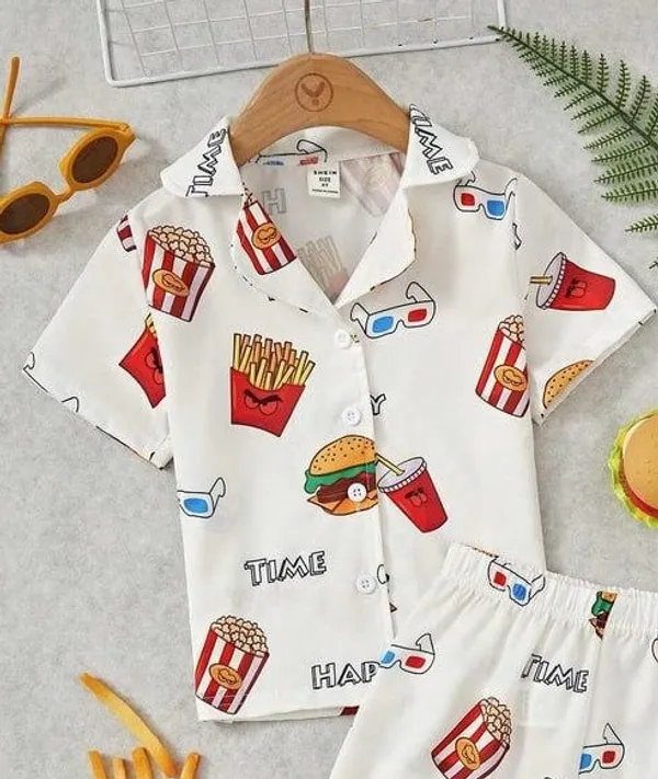 WHITE_BURGER_PRINTED_STYLE_SHIRT_&_SHORT