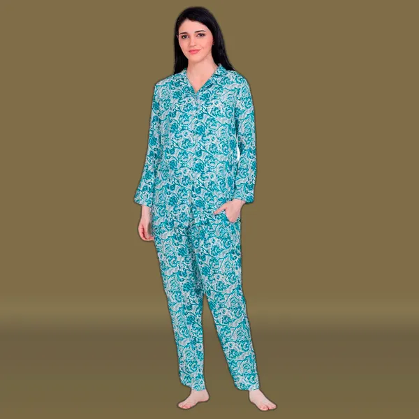Bottle_Green_Blended_Premium_&_Elegant_Shirt_&_Pyjama_For_Women