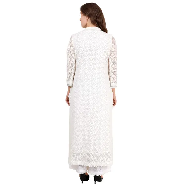 White_Cotton_Premium_&_Elegant_Kurta_&_Palazzo_For_Women