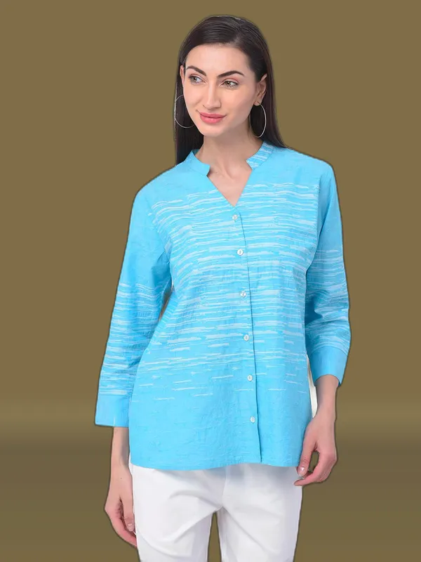 Light_Blue_Cotton_Premium_&_Elegant_Top_For_Women