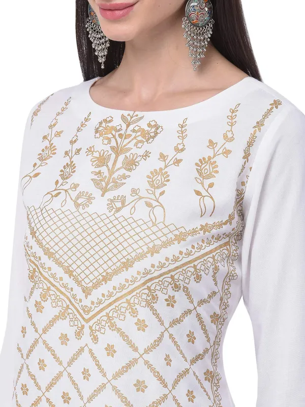 White_Cotton_Premium_&_Elegant_Kurta_&_Pant_For_Women