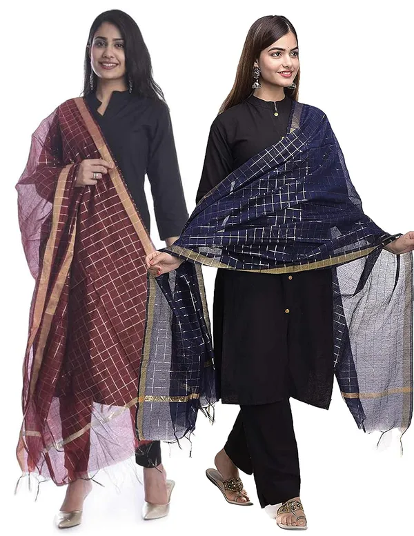 Women_S_Chanderi_Checkered_Dupatta