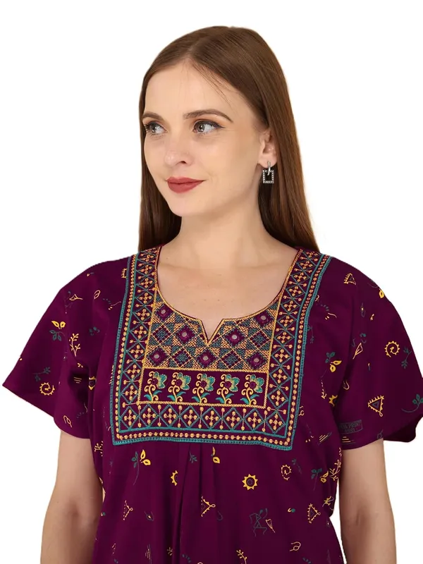 Cotton_Embroidery_Nighty_For_Women_With_Pocket