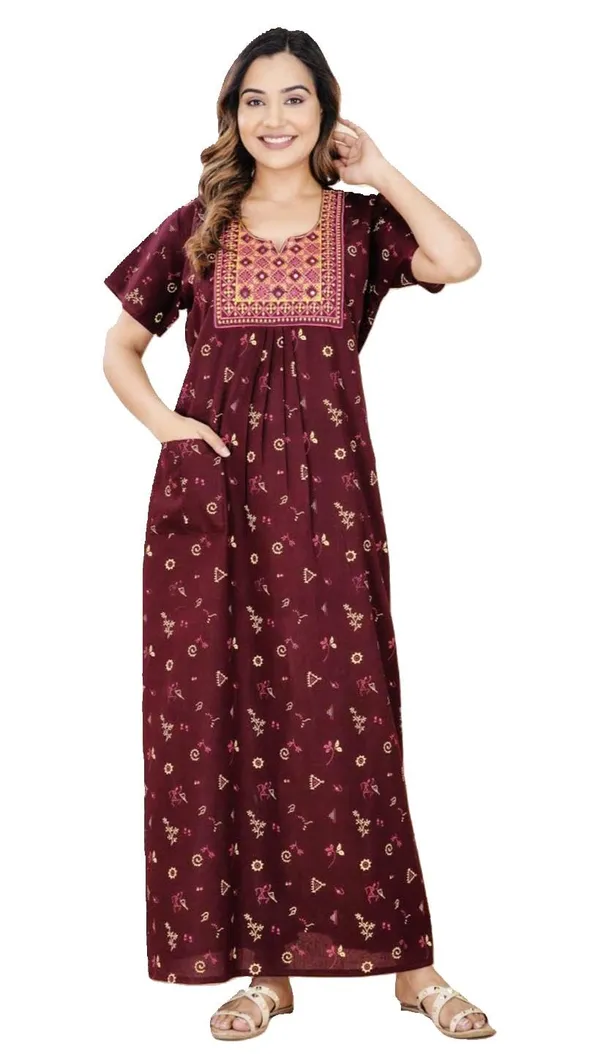 Cotton_Embroidered_Night_Gown_With_Pocket_For_Women