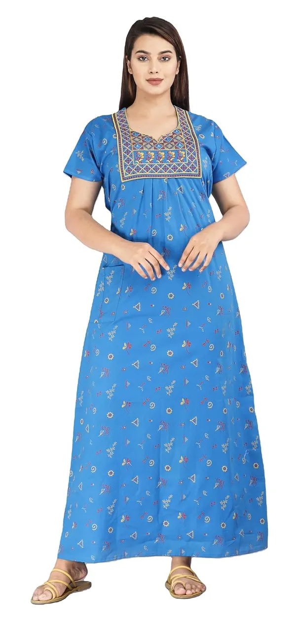 Cotton_Embroidery_Nighty_For_Women_With_Pocket