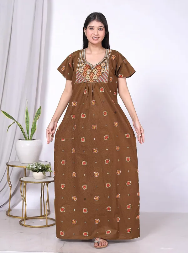 Cotton_Hand_Block_Print_Night_Gown_For_Women