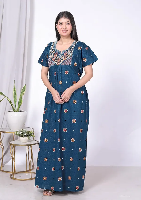 Cotton_Hand_Block_Print_Night_Gown_For_Women