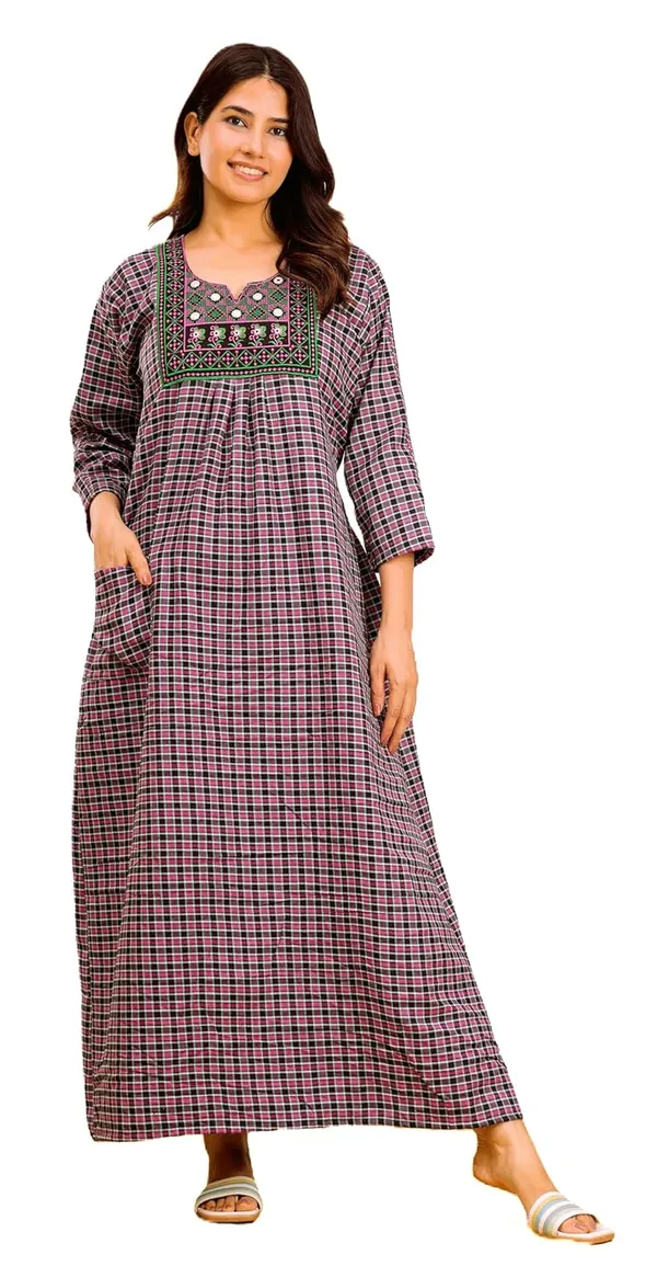 Woolen_Long_Sleeve_Night_Gown_For_Women