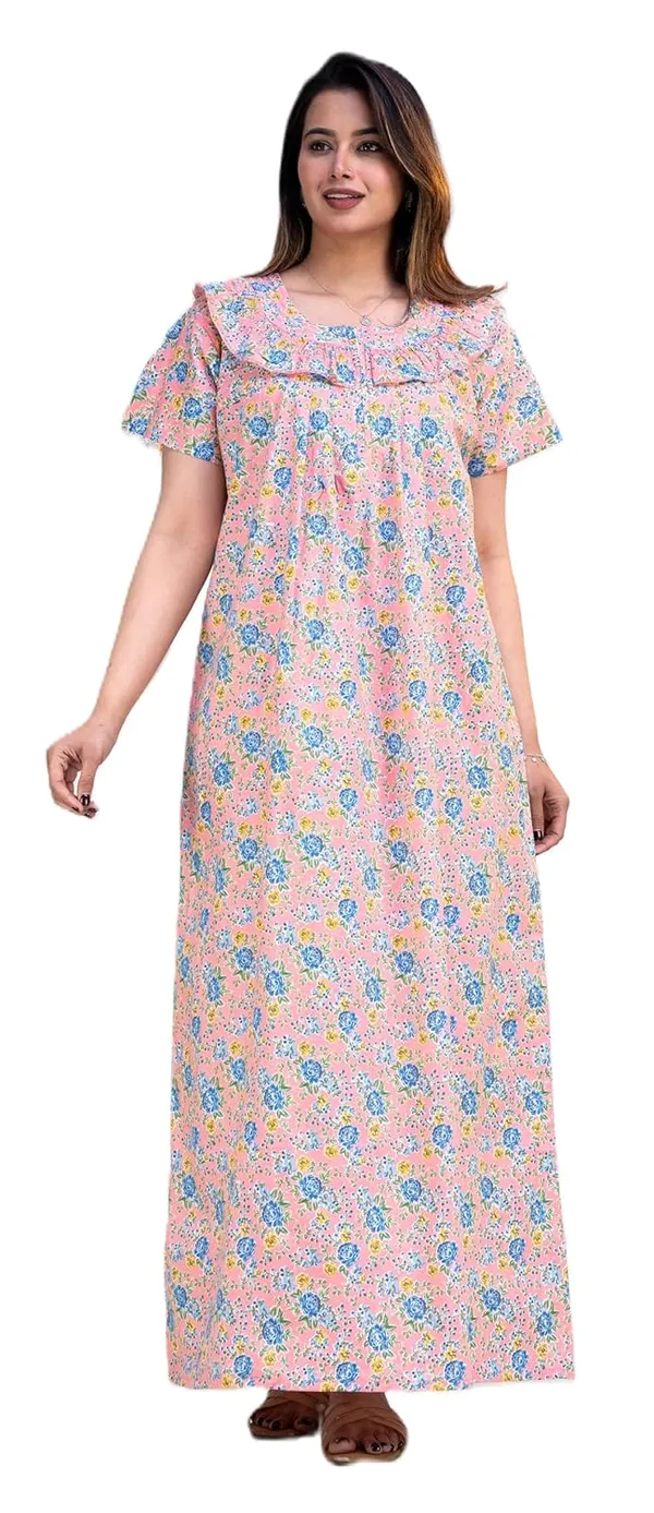 Cotton_Embroidery_Nightgown_For_Women