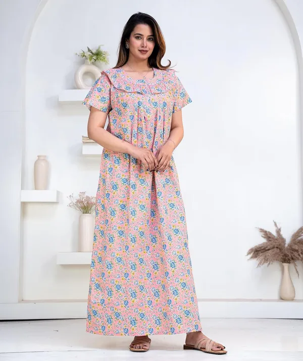 Cotton_Embroidery_Nightgown_For_Women