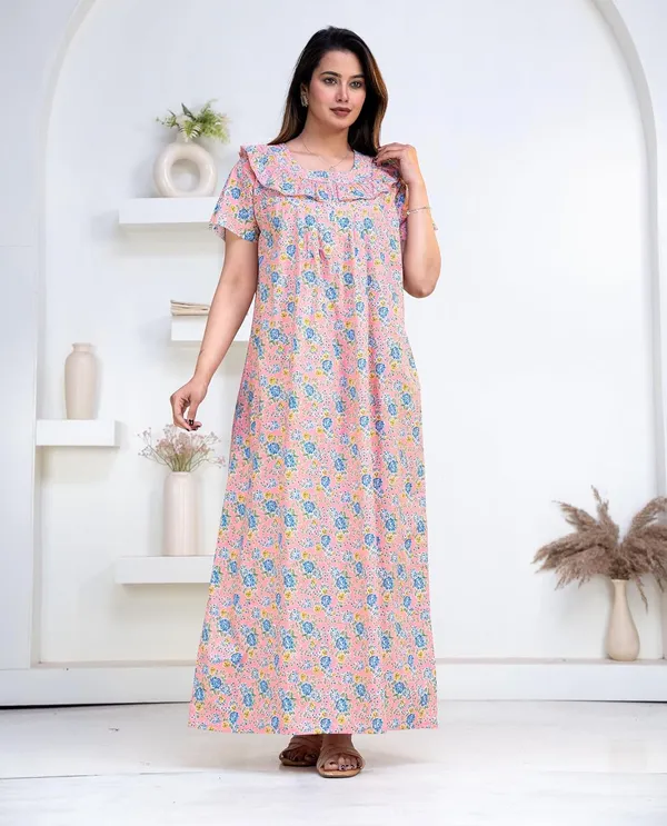 Cotton_Embroidery_Nightgown_For_Women