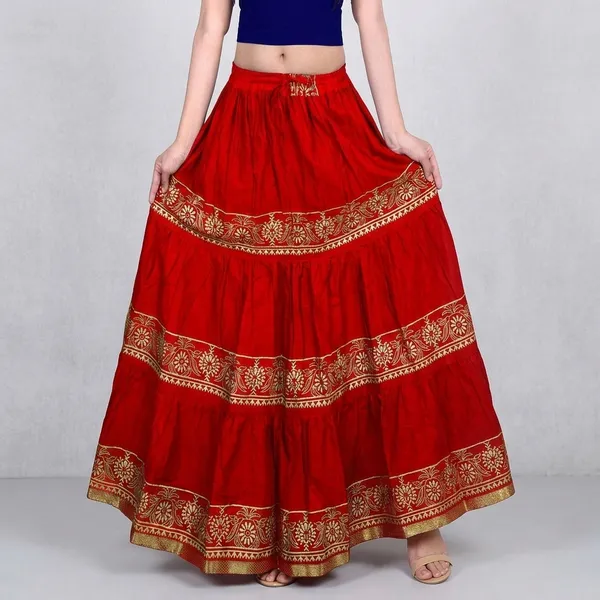 Redpink_Cotton_Skirt_For_Women