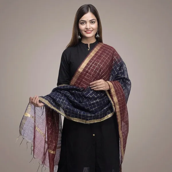 Women_S_Chanderi_Checkered_Dupatta