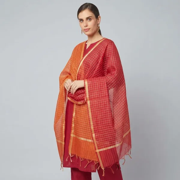 Banarasi_Chanderi_Checks_Women_Dupatta