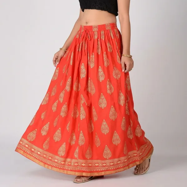 Flared_Print_Long_Skirt