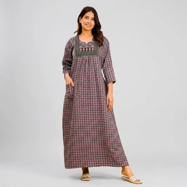 Woolen_Long_Sleeve_Night_Gown_For_Women