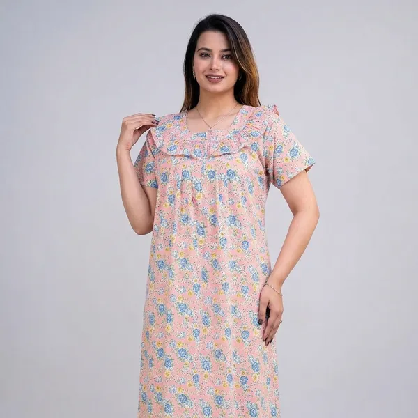 Cotton_Embroidery_Nightgown_For_Women