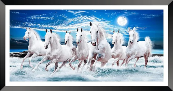 Running_Horses_Vastu_Painting_Blessing_Lucky_Horse_White_Photo_Frame_Modern_Art_With_Lamination_Art_For_Living_room_Office_Decor