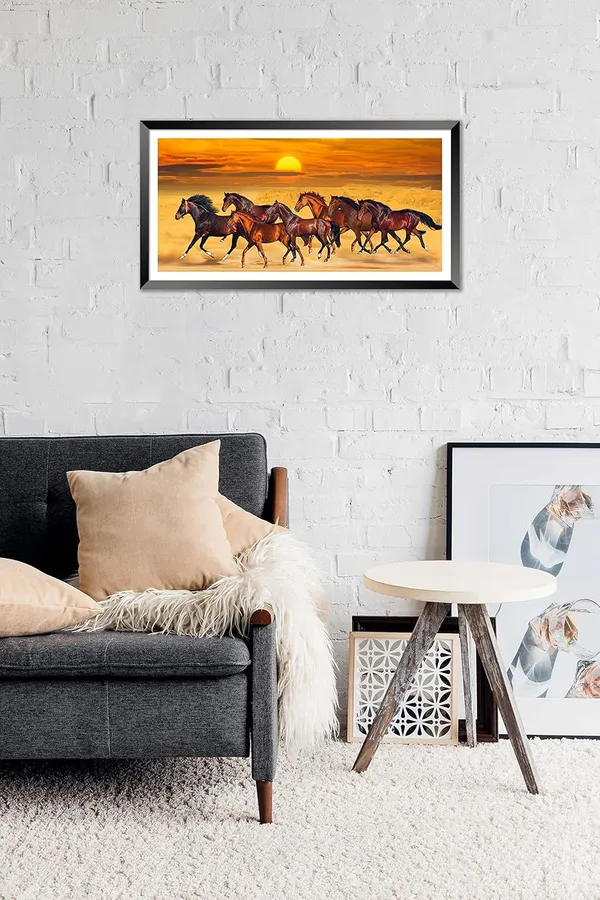 Horse_Brown_Running_Horses_Vastu_Painting_Blessing_Lucky_Horse_White_Photo_Frame_Modern_Art_With_Lamination_Art_For_Living_room_Office_Decor