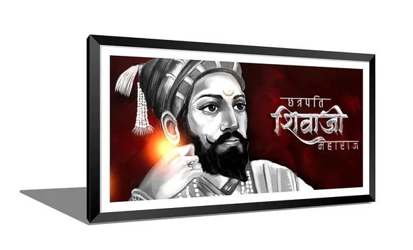 Black_Chhatrapati_Shivaji_Maharaj_Photo_Framed_Laminated_Painting_Poster_For_Decor_For_Living_Room_Office
