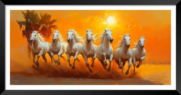 White_Running_Horses_Vastu_Painting_Blessing_Lucky_Horse_White_Photo_Frame_Modern_Art_With_Lamination_Art_For_Living_room_Office_Decor