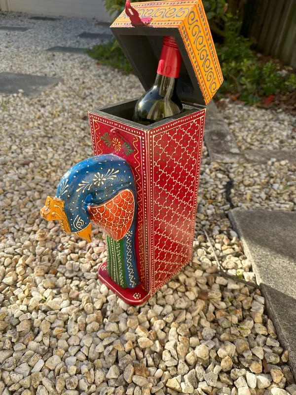 Handcrafted_Wine_Bottle_Holder_Box-_Peacock