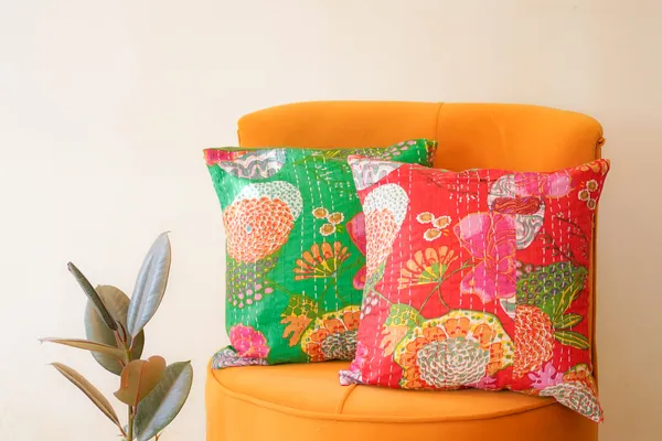 Pack_Of_2_-_Green_Red_Floral_Kantha_Cushion_Covers_|_16_X_16_Inches