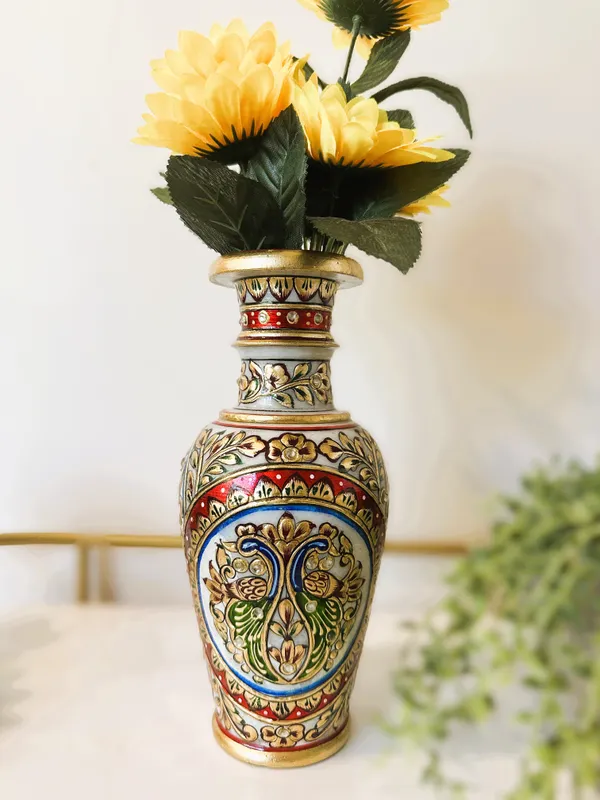 Vintage_White_Marble_Meenakari_Vase