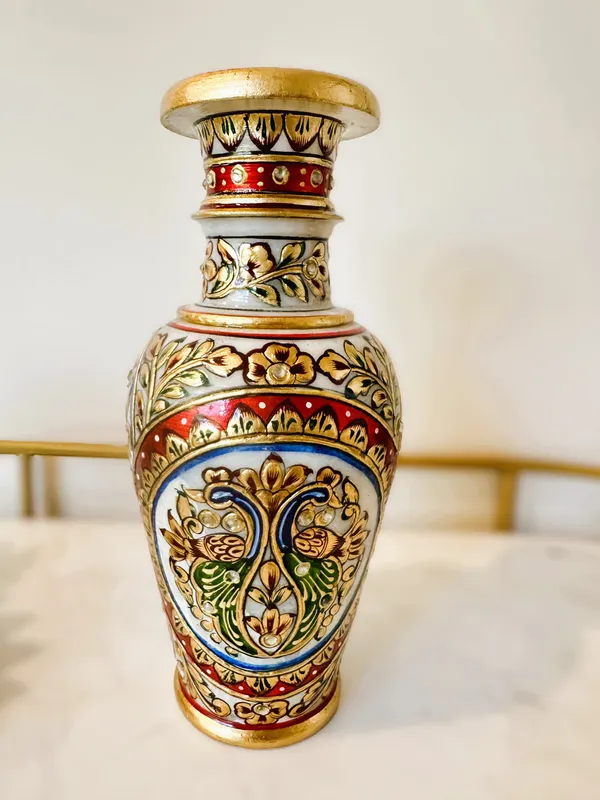 Vintage_White_Marble_Meenakari_Vase