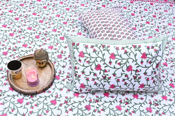 Flower_Shower_Percale_Cotton_Bedsheet_Handblock_Design_(King_Size)
