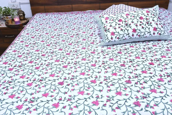Flower_Shower_Percale_Cotton_Bedsheet_Handblock_Design_(King_Size)