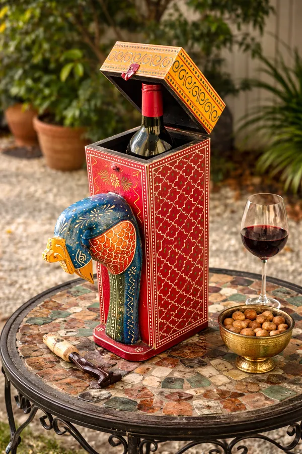 Handcrafted_Wine_Bottle_Holder_Box-_Peacock